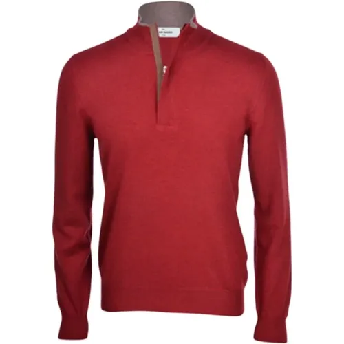 Zippered Wool and Cashmere Turtleneck with Elbow Patches , male, Sizes: L - Gran Sasso - Modalova