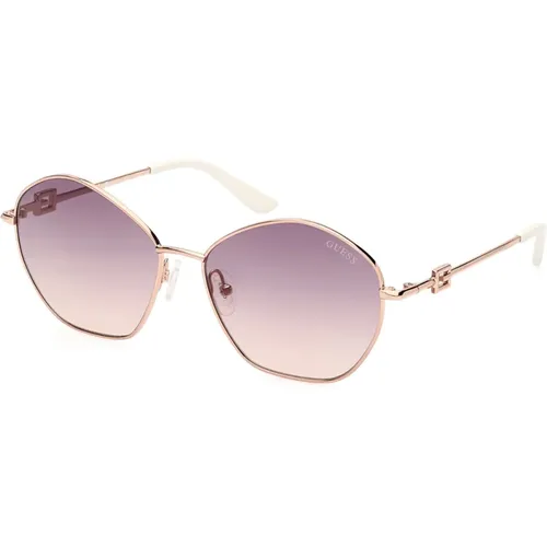 Geometric Sunglasses with Galvanized Metal Frame and Smoke Gradient Lenses , female, Sizes: 59 MM - Guess - Modalova