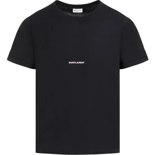 Schwarzes Baumwoll-T-Shirt mit Logo , Herren, Größe: L - Saint Laurent - Modalova