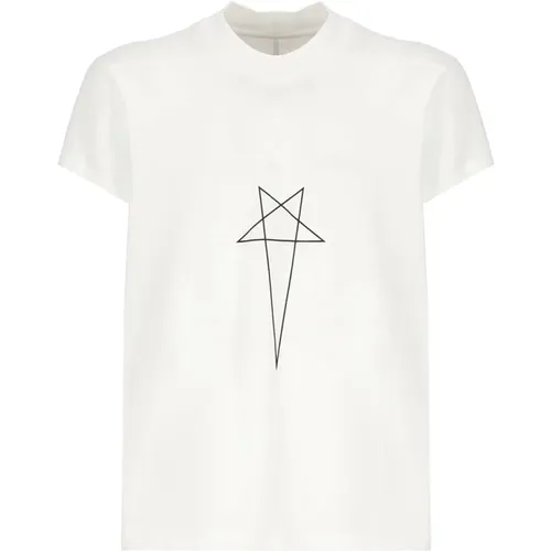 Weiße Baumwoll-T-Shirt mit Logo-Detail - Rick Owens - Modalova