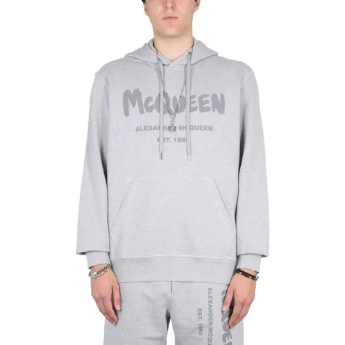 Graffiti Logo Print Kapuzenpullover - alexander mcqueen - Modalova