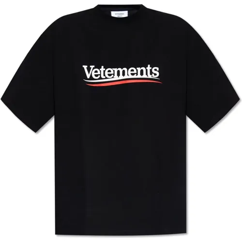 T-Shirt mit Logo , Herren, Größe: M - Vetements - Modalova