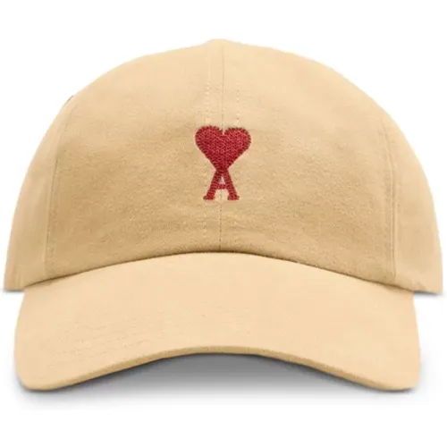 Embroidered Heart Cap - Cotton , male, Sizes: ONE SIZE - Ami Paris - Modalova