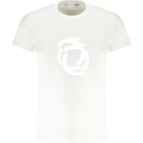 Baumwoll T-Shirt mit Logo-Druck , Damen, Größe: L - Trussardi - Modalova