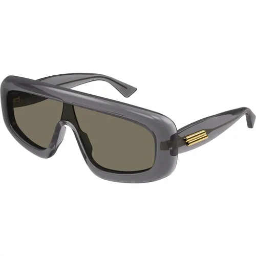 Stilvolle Grau/Hellbraune Sonnenbrille , unisex, Größe: ONE Size - Bottega Veneta - Modalova