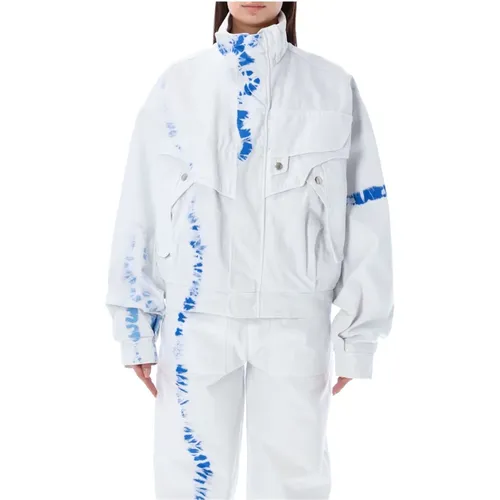 Oversized Tie Dye Bomber Denim Jacket , female, Sizes: M, S - REV - Modalova