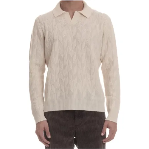 Cream Sweater Ribbed Collar Stylish , male, Sizes: M, XL, 2XL, L - Drumohr - Modalova