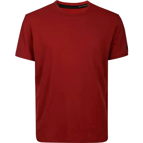 Rotes Baumwoll-T-Shirt mit Kurzen Ärmeln , Herren, Größe: S - RRD - Modalova