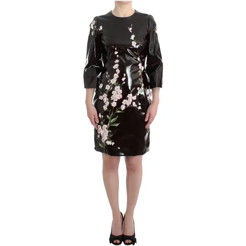 Blumiges Runway Shift Kleid mit Kristallknöpfen - Dolce & Gabbana - Modalova