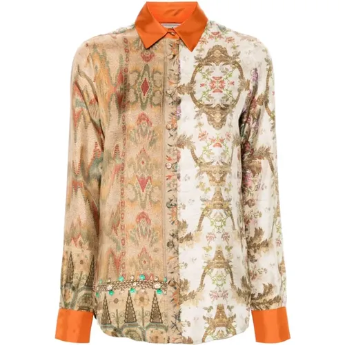 Floral Print Silk Shirt , female, Sizes: L - Pierre-Louis Mascia - Modalova