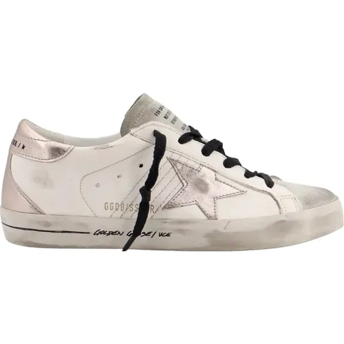 Leder-Sneakers mit laminiertem Stern , Damen, Größe: 37 EU - Golden Goose - Modalova