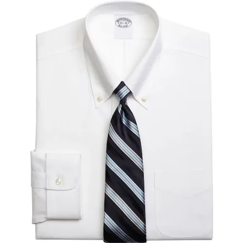 Weiße Traditionelle Passform Stretch Supima Baumwolle Non-Iron Hemd mit Button-Down-Kragen , Herren, Größe: 2XL - Brooks Brothers - Modalova