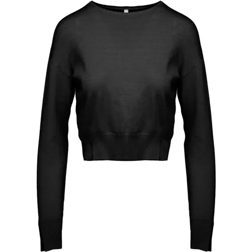Cropped Crew Neck Sweater with Slits , female, Sizes: L, S, XS, M - BomBoogie - Modalova