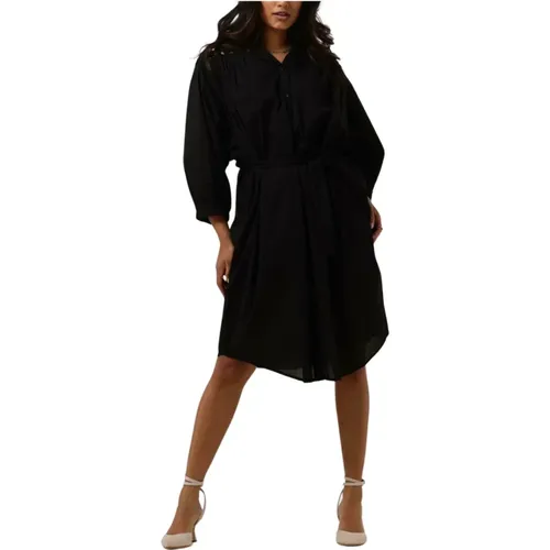 Baumwolle Voile Midi Kleid Schwarz , Damen, Größe: XS - Summum Woman - Modalova