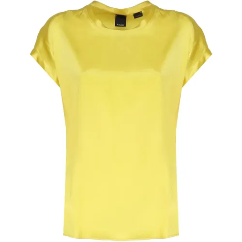 Gelbe Seiden T-shirts und Polos , Damen, Größe: M - pinko - Modalova