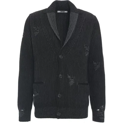 Destroyed Detail Cardigan Button Closure Knit , male, Sizes: L, M - Mauro Grifoni - Modalova