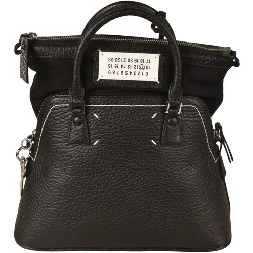 Stilvolle Taschen Kollektion,Schwarze Leder Mini 5AC Handtasche - Maison Margiela - Modalova