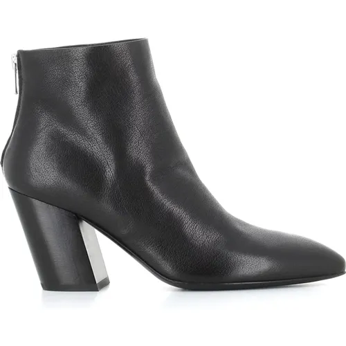 Leather Ankle Boots with Zipper Closure and 7.5cm Heel , female, Sizes: 4 UK, 5 UK, 7 UK, 3 UK - Officine Creative - Modalova