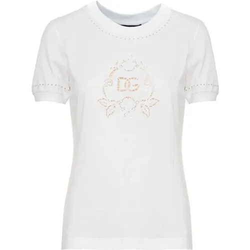 Casual Cotton T-Shirt with Unique Design , female, Sizes: 3XS - Dolce & Gabbana - Modalova