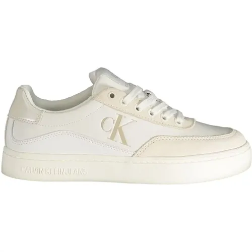 Polyester Sneakers with Lace-up, Contrast Details, Print, Logo , female, Sizes: 8 UK, 5 UK, 6 UK, 4 UK, 3 UK, 7 UK - Calvin Klein - Modalova