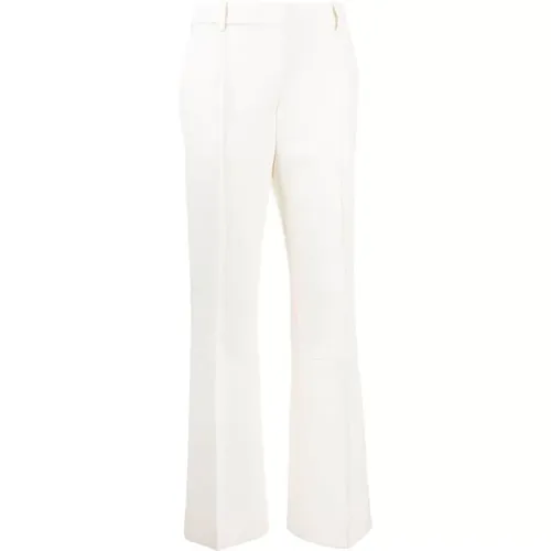 Flared Ivory Trousers with Leg Seam , female, Sizes: 2XS, S, XS - Victoria Beckham - Modalova