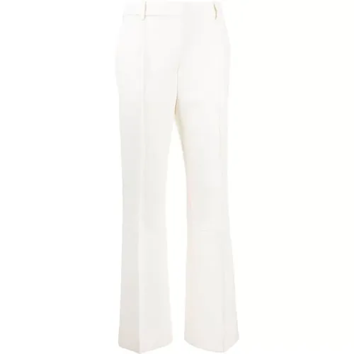 Flared Ivory Trousers with Leg Seam , female, Sizes: S - Victoria Beckham - Modalova