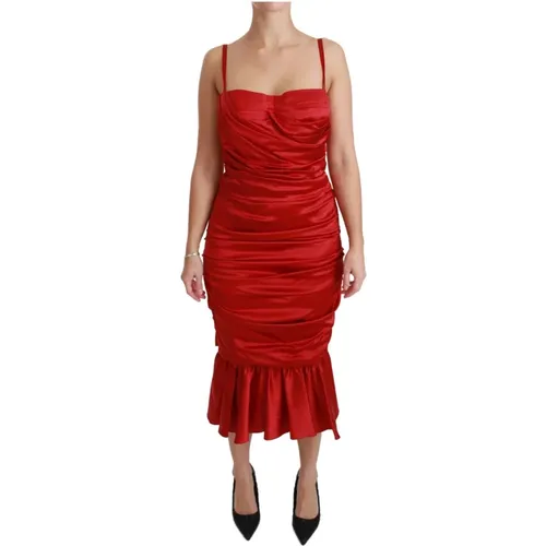 Rotes Seiden Stretch Mermaid Bodycon Kleid - Dolce & Gabbana - Modalova