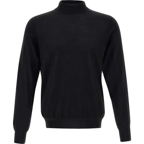 Merinowollpullover Schwarz Mock Neck - Filippo De Laurentiis - Modalova