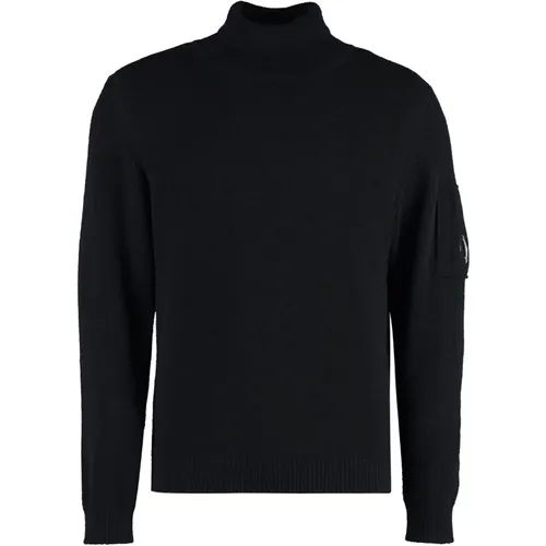 Gerippter Rollkragenpullover mit Linsendetail , Herren, Größe: M - C.P. Company - Modalova