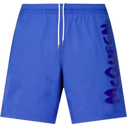 Graffiti Logo Swim Shorts , male, Sizes: M - alexander mcqueen - Modalova