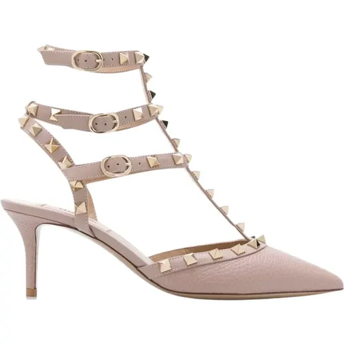 Studded Leather Slingback Heels , female, Sizes: 5 1/2 UK, 3 UK, 6 UK, 4 UK, 4 1/2 UK, 5 UK, 3 1/2 UK, 2 1/2 UK, 6 1/2 UK, 7 UK - Valentino Garavani - Modalova