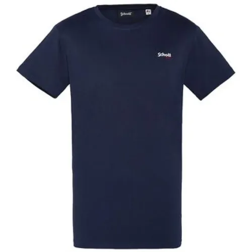 Besticktes Logo Baumwoll-T-Shirt - Blau , Herren, Größe: M - Schott NYC - Modalova