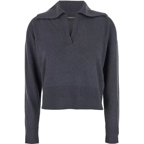 Grauer Polo Pull Pullover , Damen, Größe: M - Federica Tosi - Modalova