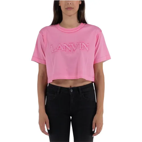 Baumwollüberdrucktes Cropped T-Shirt - Lanvin - Modalova