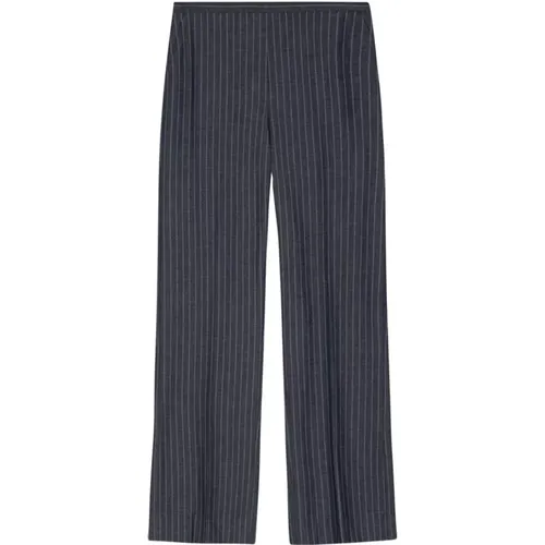 Pinstripe Mid Waist Pants , female, Sizes: L, M - Ganni - Modalova