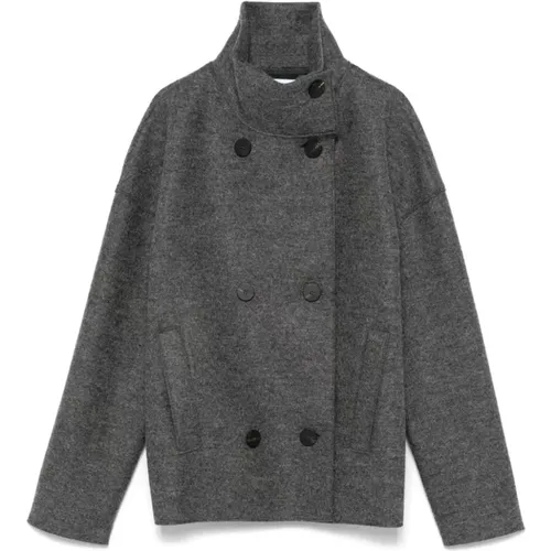 Grey Wool Double-Breasted Coat , female, Sizes: M, S, XS - Harris Wharf London - Modalova