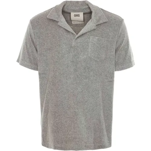 Kurzarmshirt Grey Melange Polo , Herren, Größe: XL - OAS - Modalova