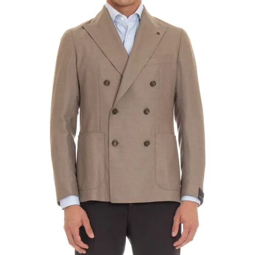 Grey Double-Breasted Jacket , male, Sizes: S, XL, L - Tagliatore - Modalova