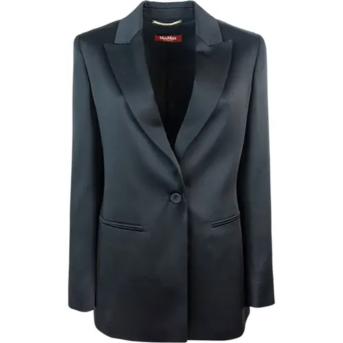 Sartorial Blazer aus Schwarzem Satin , Damen, Größe: XS - Max Mara Studio - Modalova