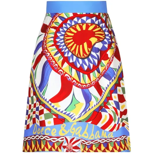 Graphic Print Mini Skirt , female, Sizes: 2XS - Dolce & Gabbana - Modalova