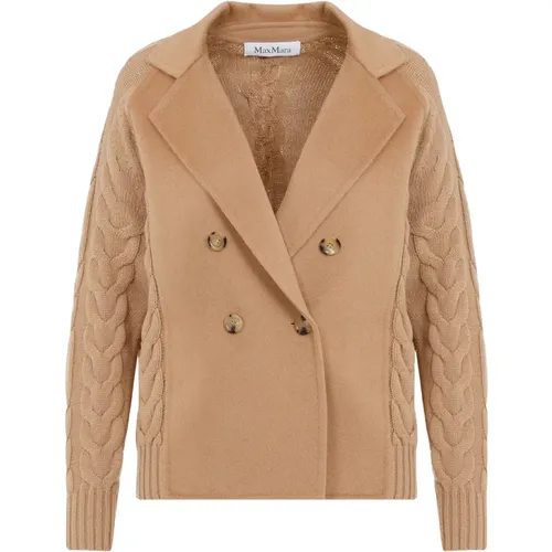 Half Coat Cable Knit Camel , female, Sizes: XS, L, M, S - Max Mara - Modalova