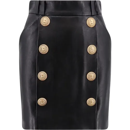 Leather High Waist Skirt Aw23 , female, Sizes: XS, S - Balmain - Modalova