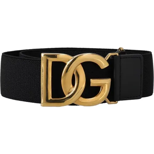 Elastic Belt with Gold-Tone Buckle , female, Sizes: 80 CM - Dolce & Gabbana - Modalova