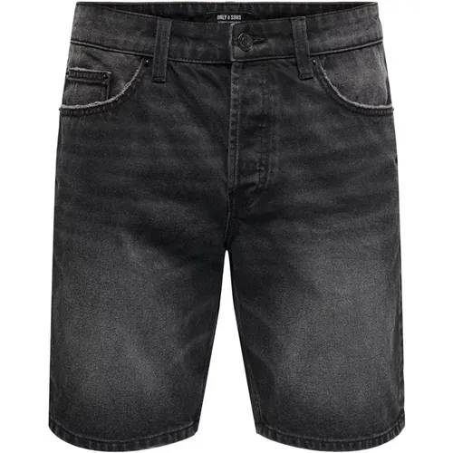 Klassische Passform Jeans-Shorts , Herren, Größe: M - Only & Sons - Modalova