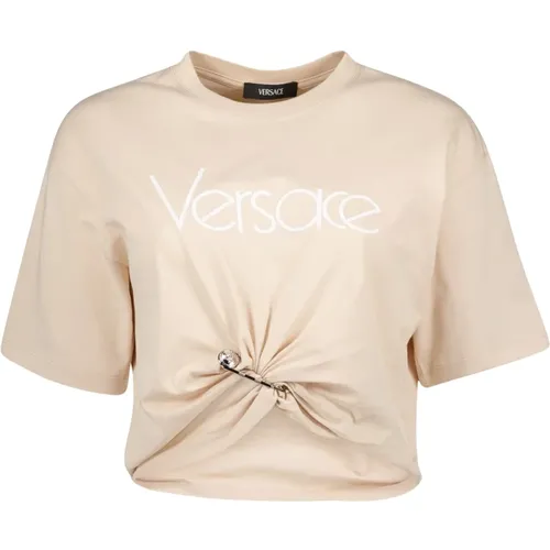 Sicherheitsnadel T-Shirt Court , Damen, Größe: 2XS - Versace - Modalova