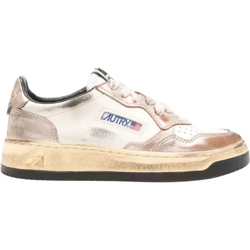 Distressed Effect Sneakers Metallic Panels , female, Sizes: 4 UK, 8 UK, 5 UK, 6 UK - Autry - Modalova