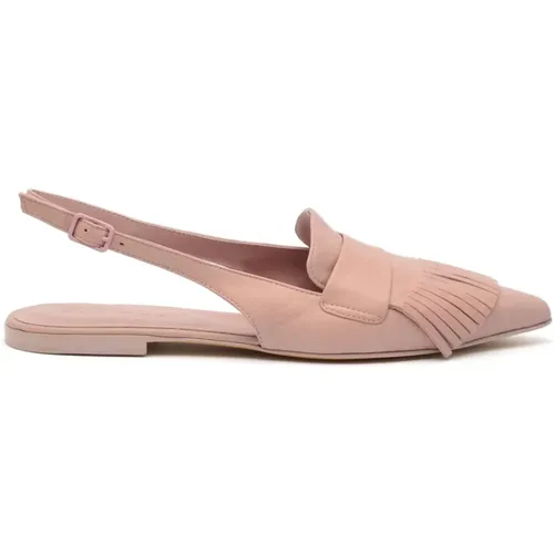 Leather Slingback with Nappine Detail , female, Sizes: 5 1/2 UK, 5 UK, 4 1/2 UK, 4 UK - Pomme D'or - Modalova