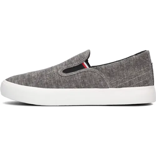 Canvas Slip-On Loafers , Herren, Größe: 45 EU - Tommy Hilfiger - Modalova