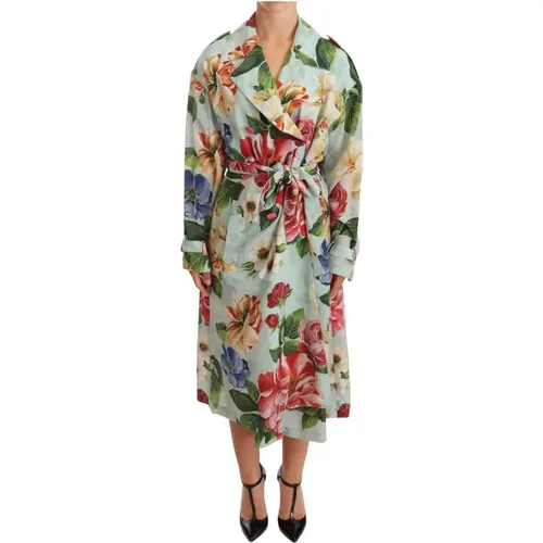 Multicolor Double Breasted Floral Trench Coat Jacket , female, Sizes: 3XS - Dolce & Gabbana - Modalova