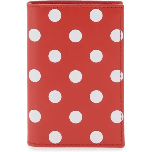 Gepunktete Leder-Bifold-Brieftasche,Geldbörse mit Polka-Dots aus Leder - Comme des Garçons - Modalova